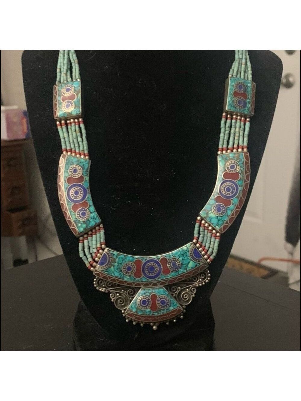 VINTAGE SW Turquoise Silver necklace - Picture 3 of 3